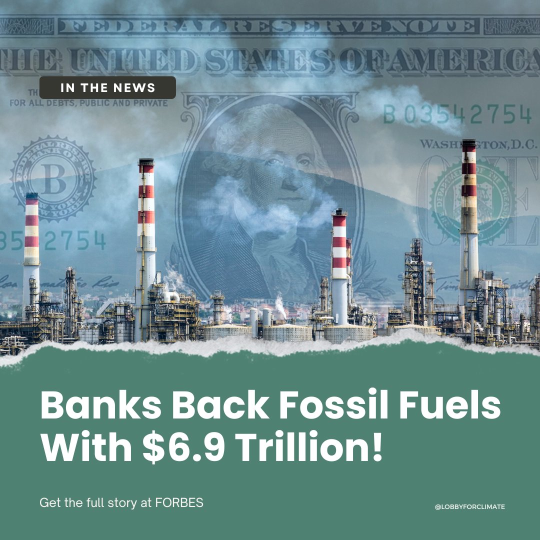 The grift continues! Banks 'talk' green with #climate pledges while actively funding climate destruction, financing $6.9T for #fossilfuels since the Paris Agreement! Details from @Forbes⬇️
forbes.com/sites/feliciaj…