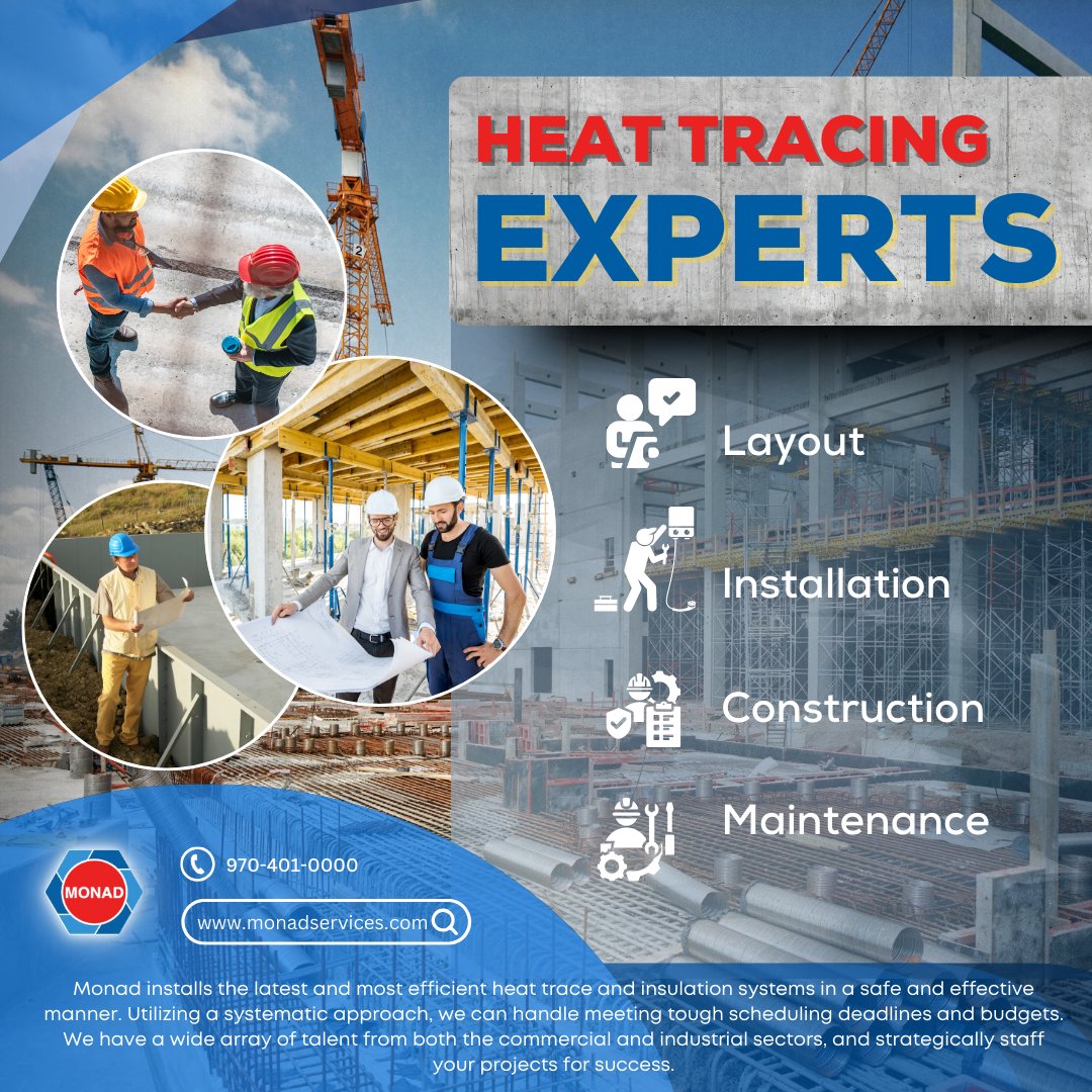MonadHeatTrace's tweet image. Monad provides expert analysis on deficiencies, ampacities, and efficiency. Schedule a routine audit customized to your system requirements and trends. Plus, get a complete layout for your heat trace essentials, from cables to controls. 📲 970-401-0000. 

#systemsolutions