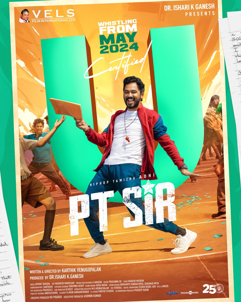 4not4 Studios (@4not4studios) on Twitter photo A Cool 'U' Certificate for our #PTSir
#PTSirTrailerFromMay16
A <a href="/hiphoptamizha/">Hiphop Tamizha</a> Musical #HHT25
<a href="/VelsFilmIntl/">Vels Film International</a>
<a href="/IshariKGanesh/">Dr Ishari K Ganesh</a>
<a href="/karthikvenu10/">Karthik Venugopalan</a>
<a href="/kashmira_9/">Kashmiraofficial</a>
<a href="/madheshmanickam/">madheshmanickam</a>
<a href="/editor_prasanna/">Prasanna.G.K</a>
<a href="/swapnaareddy/">swapnaa reddy</a>
<a href="/Amirtha82721327/">Amirtharaj</a>
<a href="/pradeep_rayan/">Pradeep Rayan</a>
<a href="/Ashkum19/">Ashwin Kumar</a>
<a href="/thinkmusicindia/">Think Music</a>
<a href="/proyuvraaj/">Yuvraaj</a> A Cool 'U' Certificate for our #PTSir
#PTSirTrailerFromMay16
A <a href="/hiphoptamizha/">Hiphop Tamizha</a> Musical #HHT25
<a href="/VelsFilmIntl/">Vels Film International</a>
<a href="/IshariKGanesh/">Dr Ishari K Ganesh</a>
<a href="/karthikvenu10/">Karthik Venugopalan</a>
<a href="/kashmira_9/">Kashmiraofficial</a>
<a href="/madheshmanickam/">madheshmanickam</a>
<a href="/editor_prasanna/">Prasanna.G.K</a>
<a href="/swapnaareddy/">swapnaa reddy</a>
<a href="/Amirtha82721327/">Amirtharaj</a>
<a href="/pradeep_rayan/">Pradeep Rayan</a>
<a href="/Ashkum19/">Ashwin Kumar</a>
<a href="/thinkmusicindia/">Think Music</a>
<a href="/proyuvraaj/">Yuvraaj</a>
