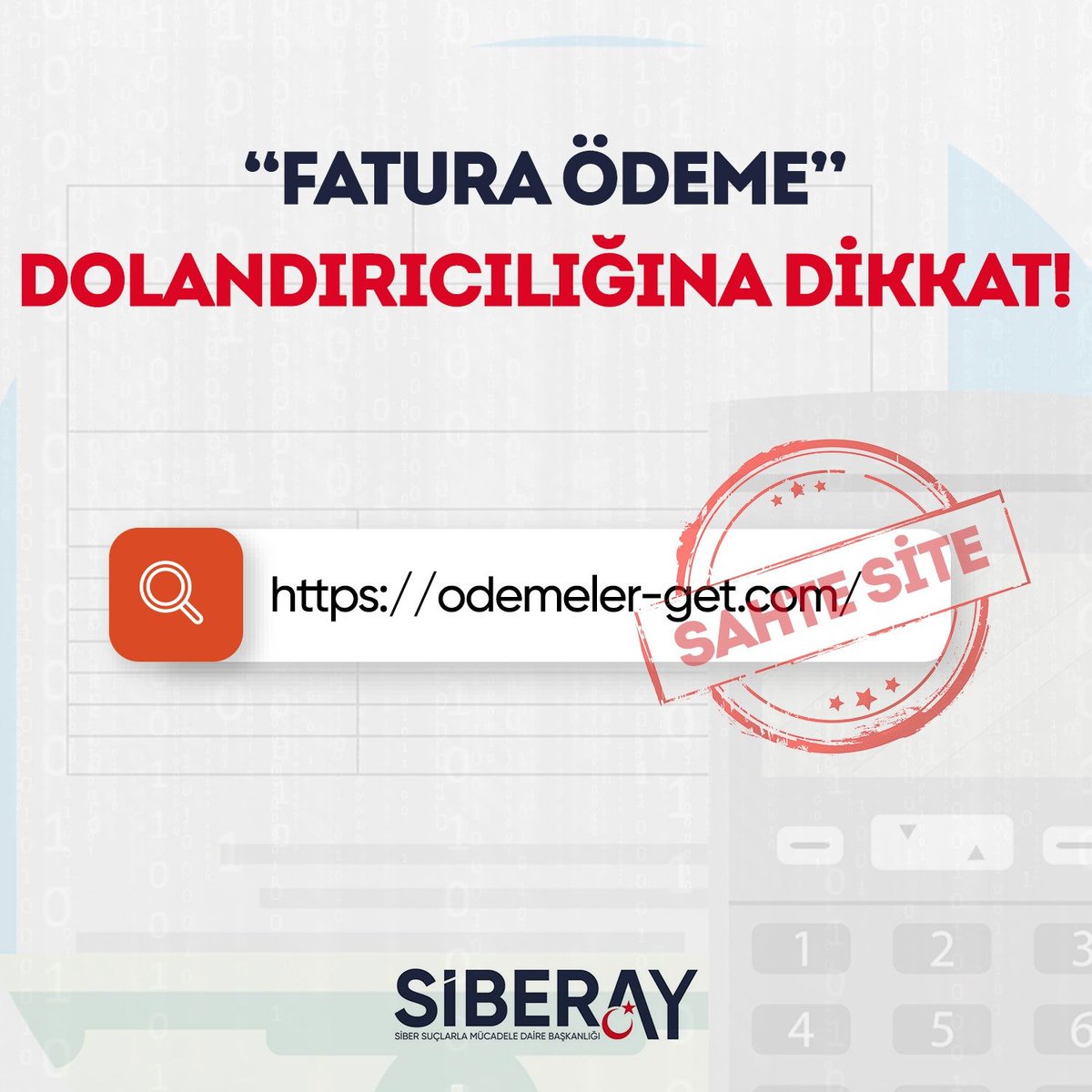 🛜💧Telefon, internet, elektrik, su, doğalgaz gibi fatura ödemelerini 'kolay, indirimli, hızlı' şekilde yapma imkanı vaat eden asılsız içeriklere DİKKAT⚠️ 💳🎣Oltalama amaçlı içeriklerde bulunan sahte bağlantılara tıklamayın, yönlendirilen sahte siteler üzerinden herhangi bir