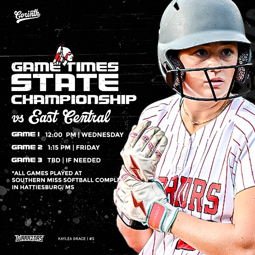 Make your plans to head down to Hattiesburg and support our Lady Warriors as they battle for a State Championship!

💯🥎