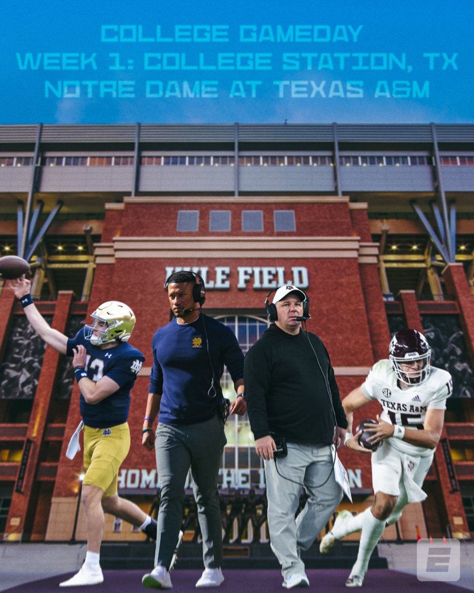 College GameDay (@collegegameday) on Twitter photo COLLEGE STATION, WE'RE COMING TO YOUR CITY FOR WEEK 1 📍
<a href="/NDFootball/">Notre Dame Football</a> at <a href="/AggieFootball/">Texas A&M Football</a> 🙌 COLLEGE STATION, WE'RE COMING TO YOUR CITY FOR WEEK 1 📍
<a href="/NDFootball/">Notre Dame Football</a> at <a href="/AggieFootball/">Texas A&M Football</a> 🙌