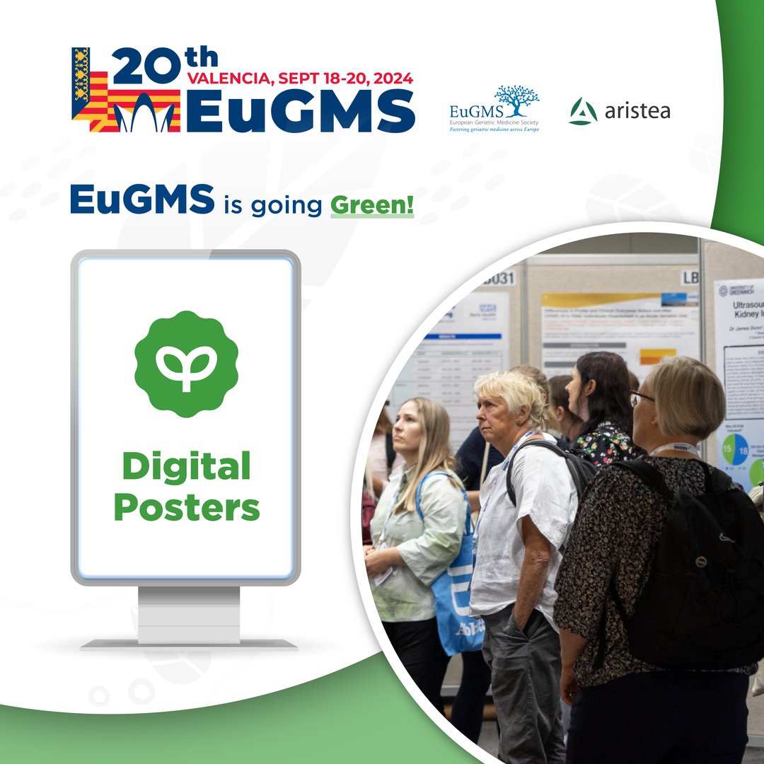 🌿 Big news! #EuGMS Congress goes green with digital posters! 🌍💡 Have you already submitted your abstract? ➡️ abstracts.aristea.com/submit/A24004/… #EuGMSIsGoingGreen #DigitalPosters #EuGMSValencia2024 @aristeagroup