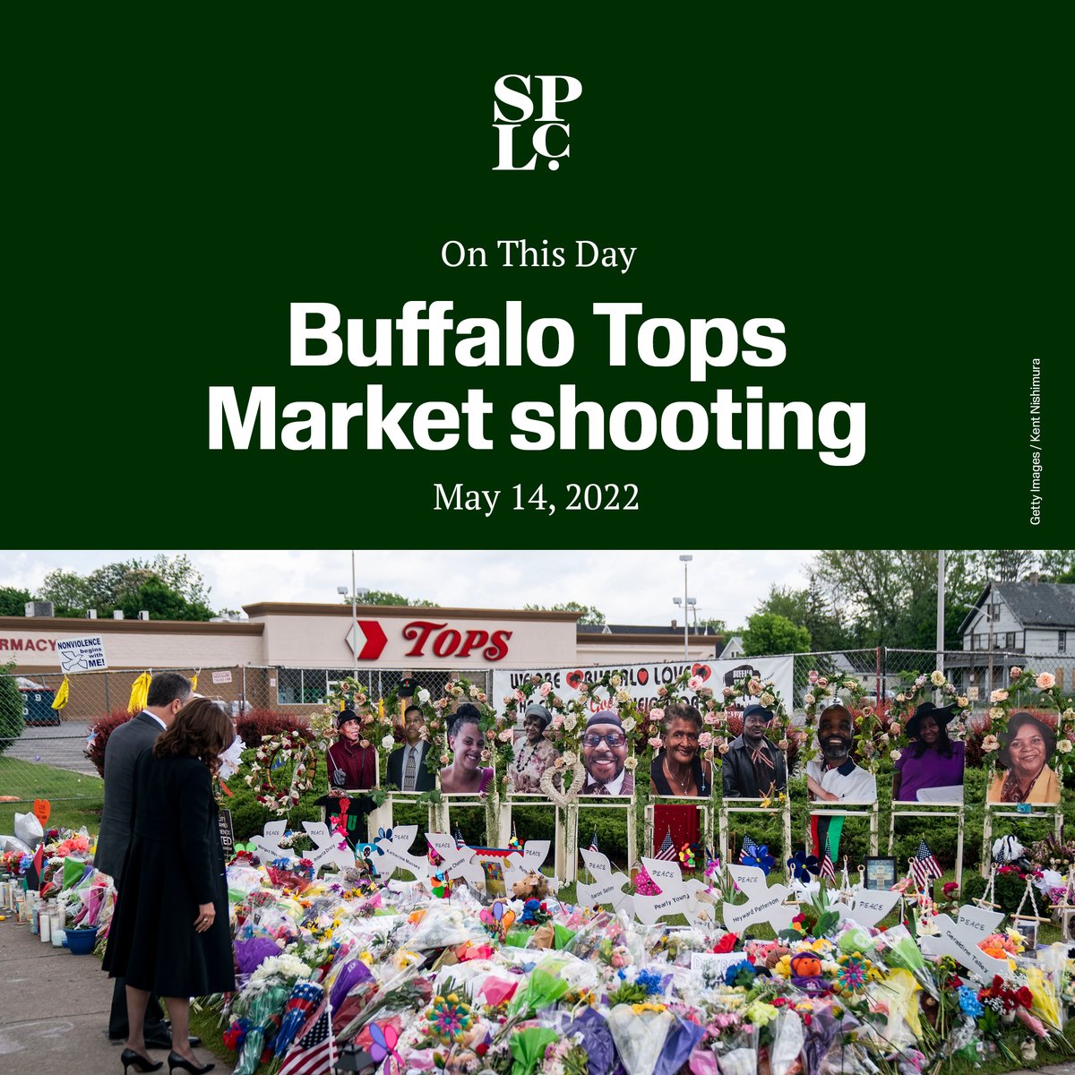 #OTD, a man fatally shot 10 Black people in a Buffalo, New York, store. Authorities believe he was motivated by a racist conspiracy theory. We continue to call for urgency and vigilance to counter extremist violence and white supremacy. #TheMarchContinues #RememberBuffalo