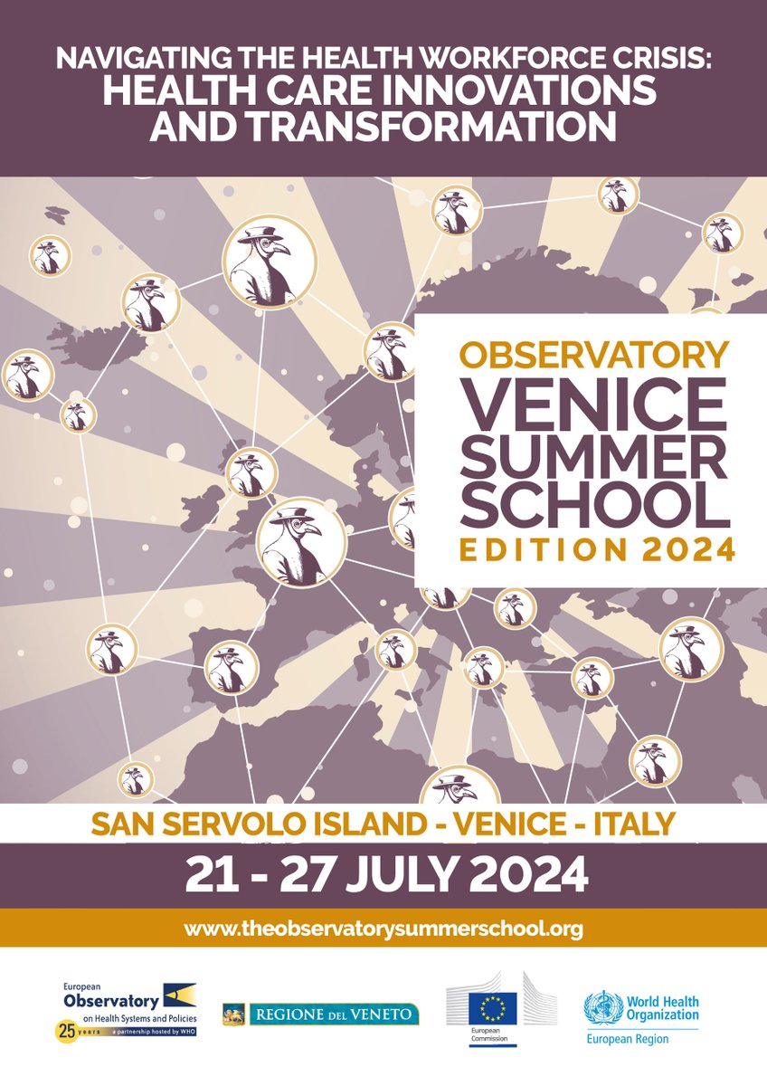 📢 @OBSsummerschool provisional programme bit.ly/3JZyNtF 'Navigating the #healthworkforce crisis: health care innovations & transformation' will take place 21-27 July in Venice, Italy. ❗Apply by 31 May bit.ly/3THPePG @RegioneVeneto @EU_Commission @WHO_Europe