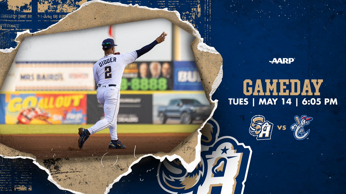 It's G A M E D A Y in the 2️⃣1️⃣0️⃣! 
⚾️ @AARPTX $2 Tuesday
💲2 bullpen/outfield/berm tix, cheese pizza slices, sausage wraps, domestic draft beer & @BillMillerBarBQ sweet tea
🆚 @cchooks
🕕 6:05 PM *EARLY START*
🎟️: bit.ly/3yggXQt