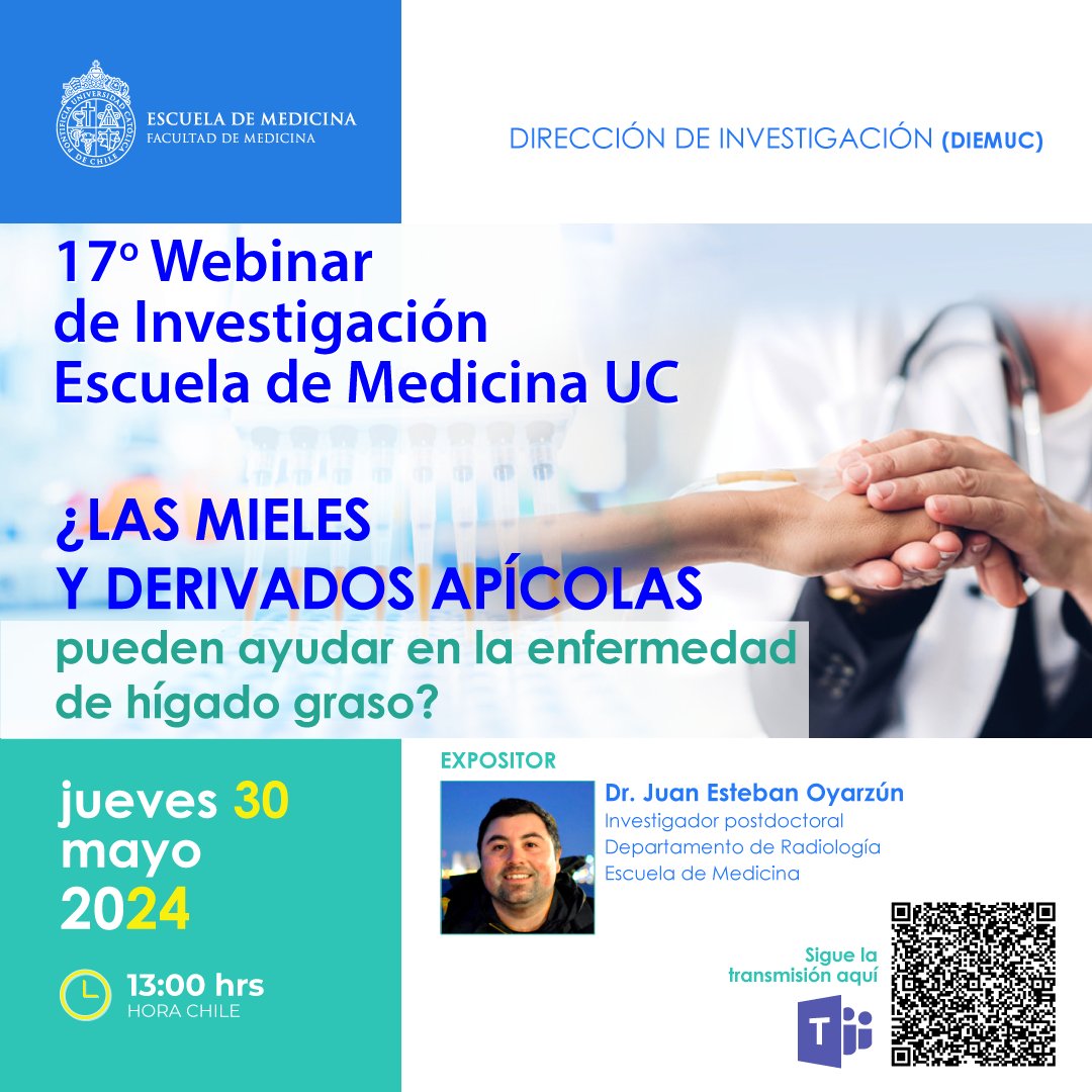 Participa en el Webinar de Investigación: ¿Las mieles y derivados apícolas, pueden ayudar a las enfermedades de hígado graso?
👉Fecha: 30 de mayo 2024
👉Horario: 13:00 horas
¡Participen!