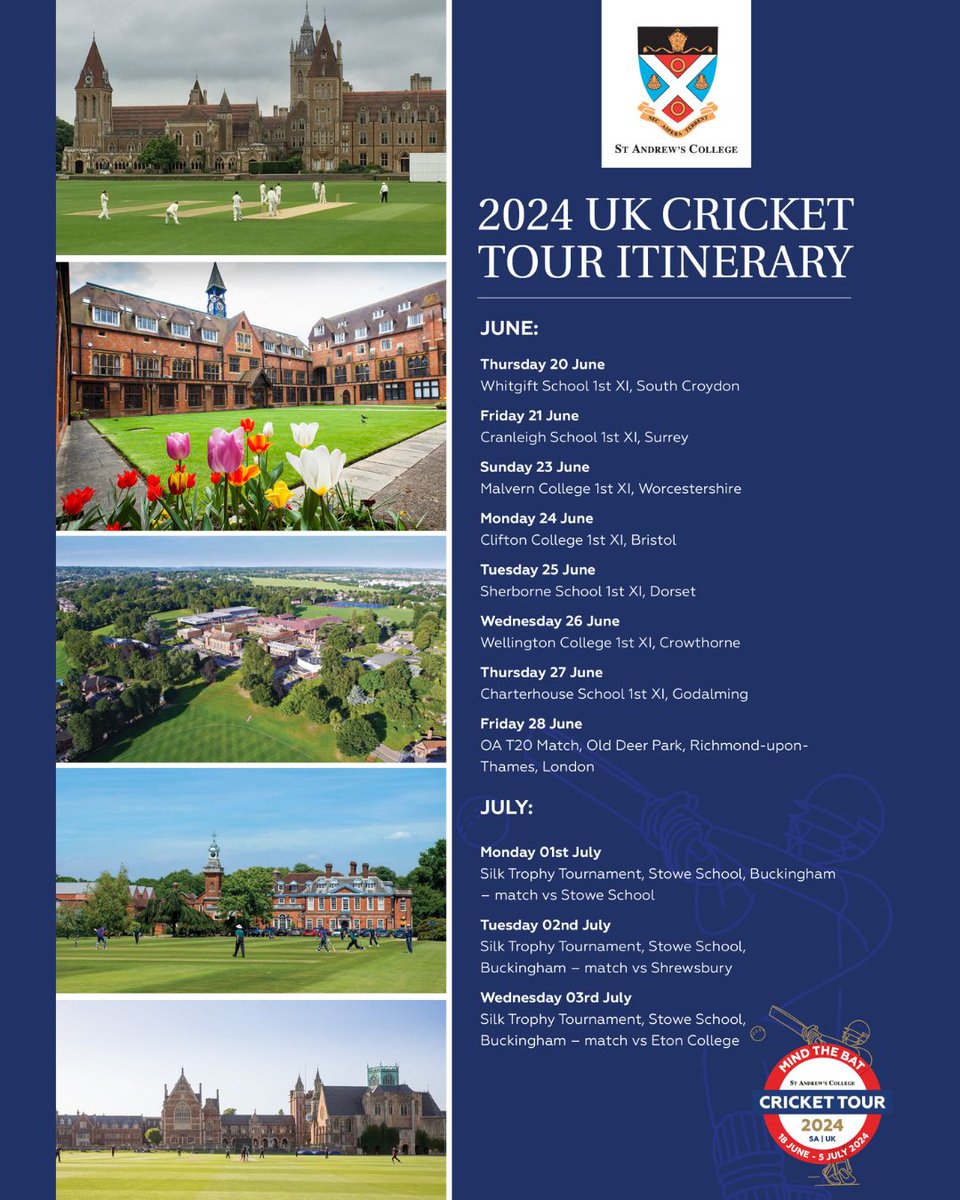 2024 UK Cricket Tour Itinerary Anticipation mounts within the St Andrew’s College cricket touring squad as the departure date for their journey to the cricketing heartland approaches.