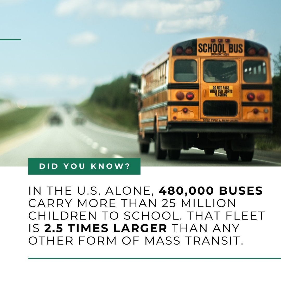 55% of U.S. public school students take the bus. Reach out to your local school board and superintendent to make them aware of the $5 billion available through the @EPA Clean School Bus Program: epa.gov/cleanschoolbus #CleanRide4Kids

Source: Electric School Bus Coalition