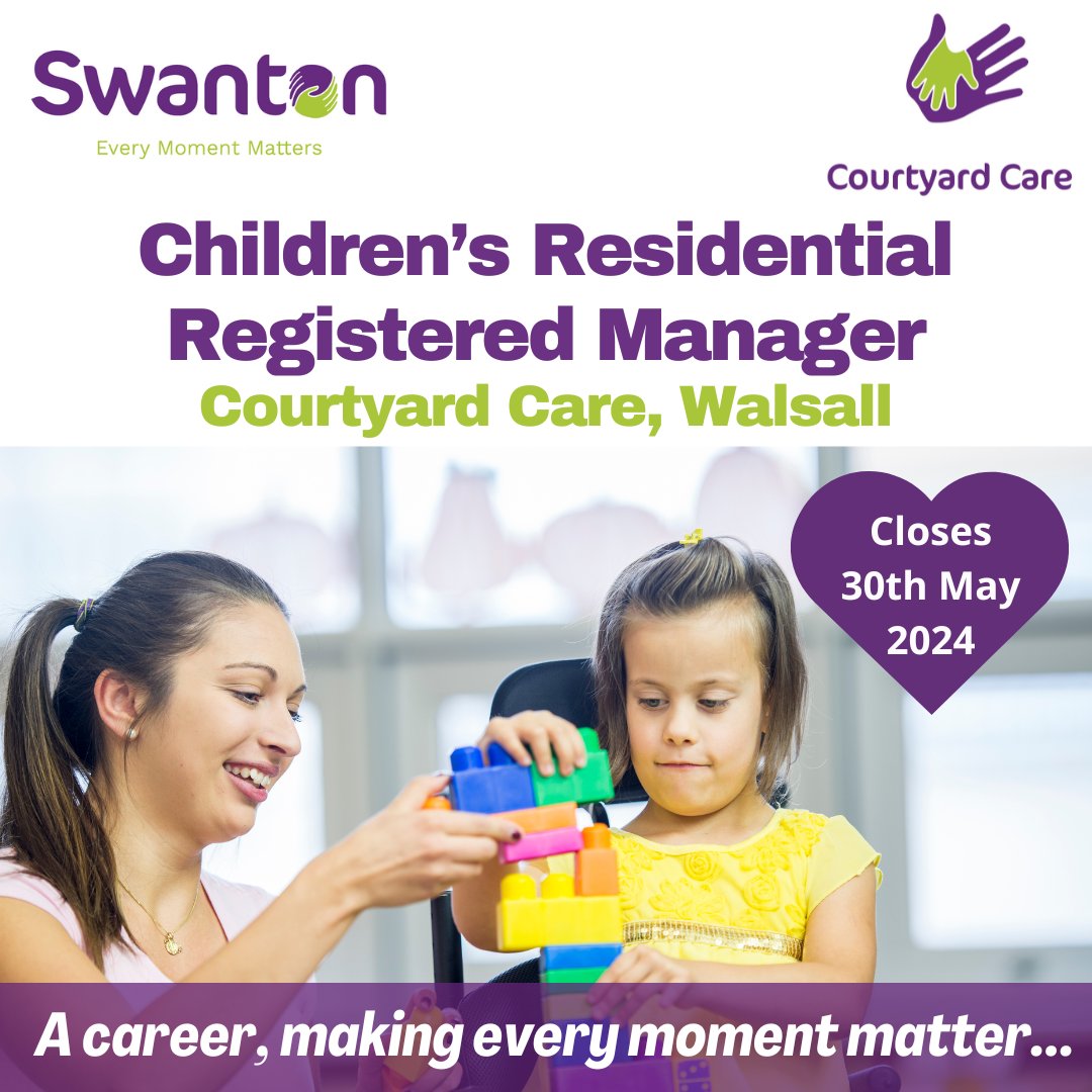 ✨ Join our team! ✨

We're seeking a Registered Manager to lead our 6-bed residential care home in #Walsall 🏡

Join us in making a difference- Apply now at 🔗uk.indeed.com/cmp/Courtyard-…

#SwantonEthos #Learnngdisability #Walsalljobs