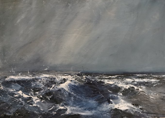 'Irish Sea' painting by contemporary Welsh fine artist Sarah Evans #womensart