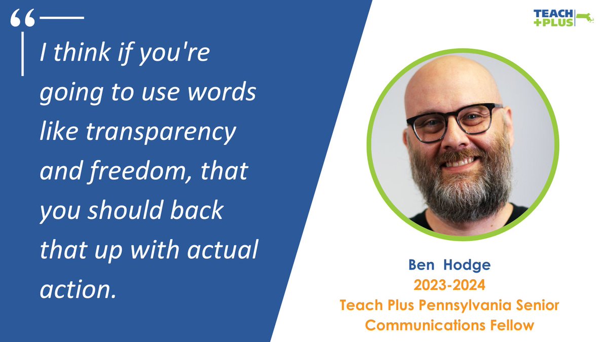 Teach Plus PA Senior Communications Fellow Ben Hodge (Central York School District) comments at the West Shore School Board meeting about protecting students' rights. Click here to read the full article: fox43.com/article/news/l…