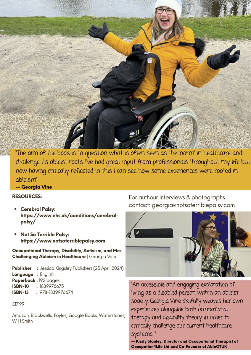 We are so proud of Georgia Vine who has recently released her debut book, "Occupational Therapy, Disability, Activism, and Me." Georgias book is available to purchase now! @notsoterriblepalsy