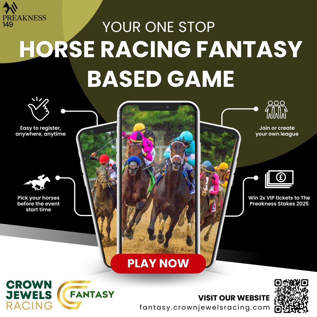 Have You Registered to Play The Game❓ 🐎🎮

🔗 Link in Bio

🏆: @PreaknessStakes 
🗓️: Saturday 18th May
📍: @PimlicoRC 
🎟️: Tickets Available 

#preakness #triplecrown  #18ofthebest #premiumracing #fantasygame #fantasysports #entertainment #thoroughbred #horseracing