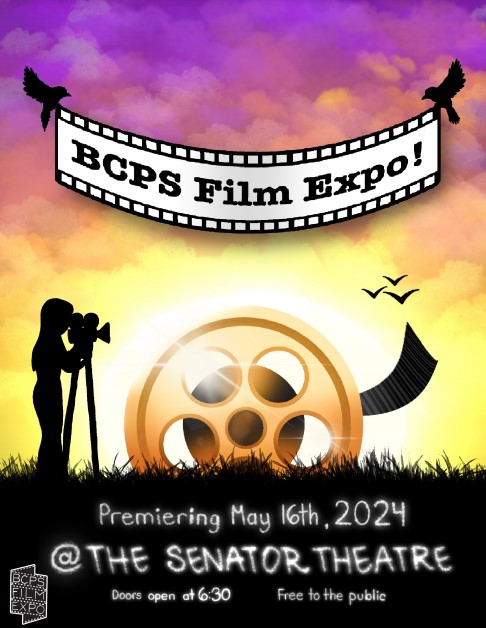 🎬 The #TeamBCPS Film Expo is set for Thursday, May 16, from 7-9 p.m. at The Senator Theatre! The public is invited to a free screening of short films created by BCPS middle and high school students. The event will conclude with a brief awards ceremony.