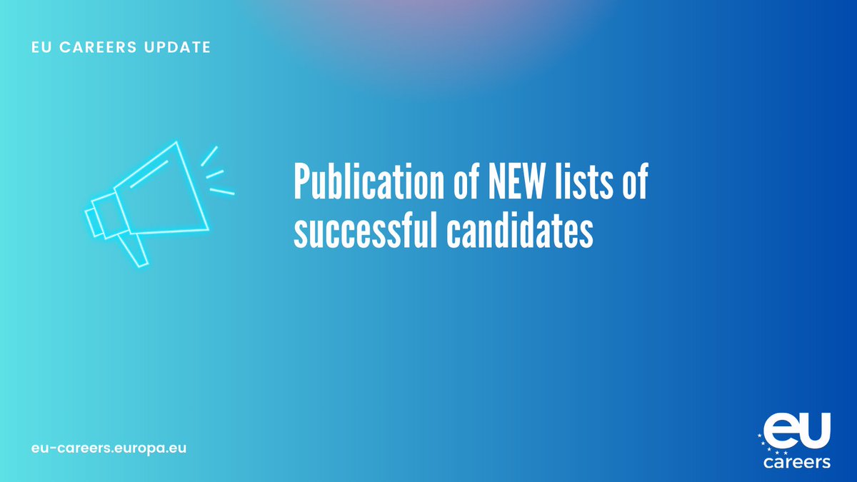 🤩New competition results are out ⤵️

✅ Digital workplace, office automation and mobile computing
☑️ IT and data governance, programme/portfolio and project management, PMO, business and enterprise architecture

More info on our website. 
bit.ly/4bY36Ob

#EUCareers
