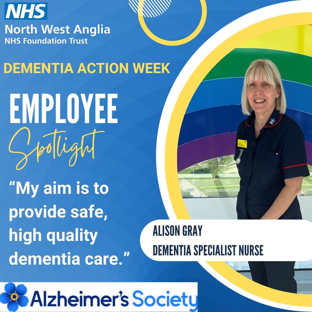 Alison, an amazing Dementia Specialist Nurse has been in the NHS for 40 years!🌟 'I wanted a caring job, following my grandmother’s nursing career. I felt passionately about helping people with dementia and wanted to make a difference'💙 #DementiaAwarenessWeek #TeamNWAngliaFT