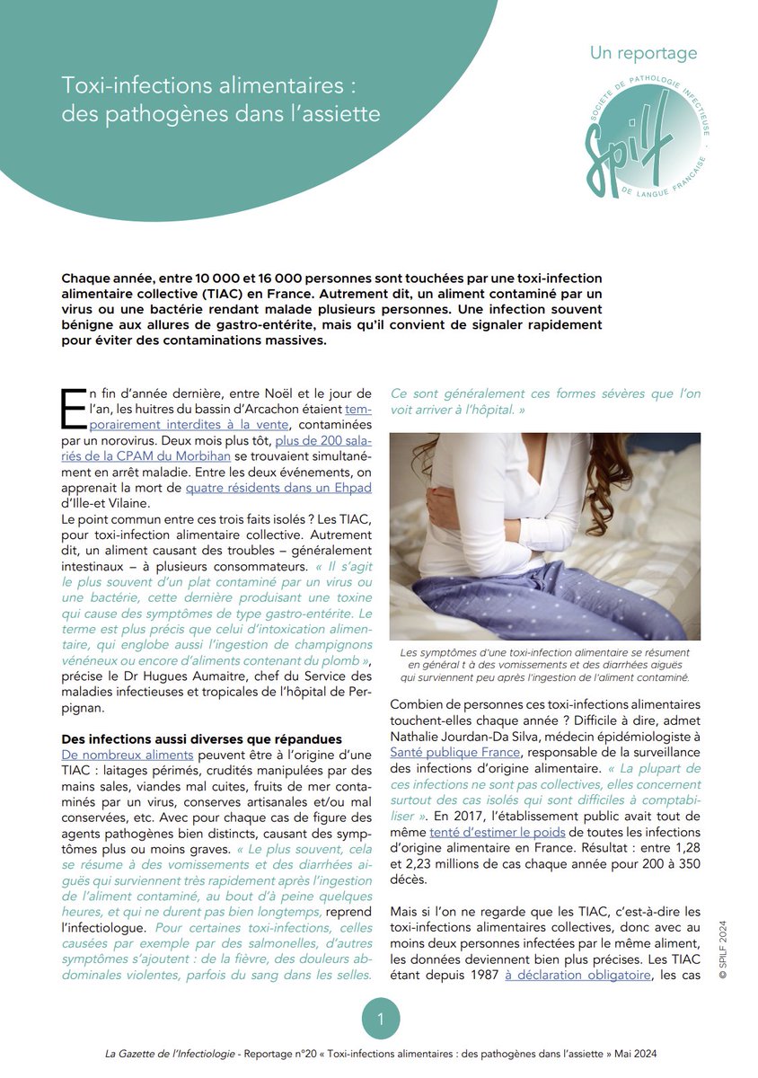 Le 20e #reportage de La Gazette de l'Infectiologie est disponible dès aujourd'hui ! Découvrez gratuitement notre nouvel article grand public : 'Toxi-infections alimentaires : des pathogènes dans l’assiette'. ➡️infectiologie.com/fr/toxi-infect… #TIAC #Pathogènes #Hygiène #ARS #SpF