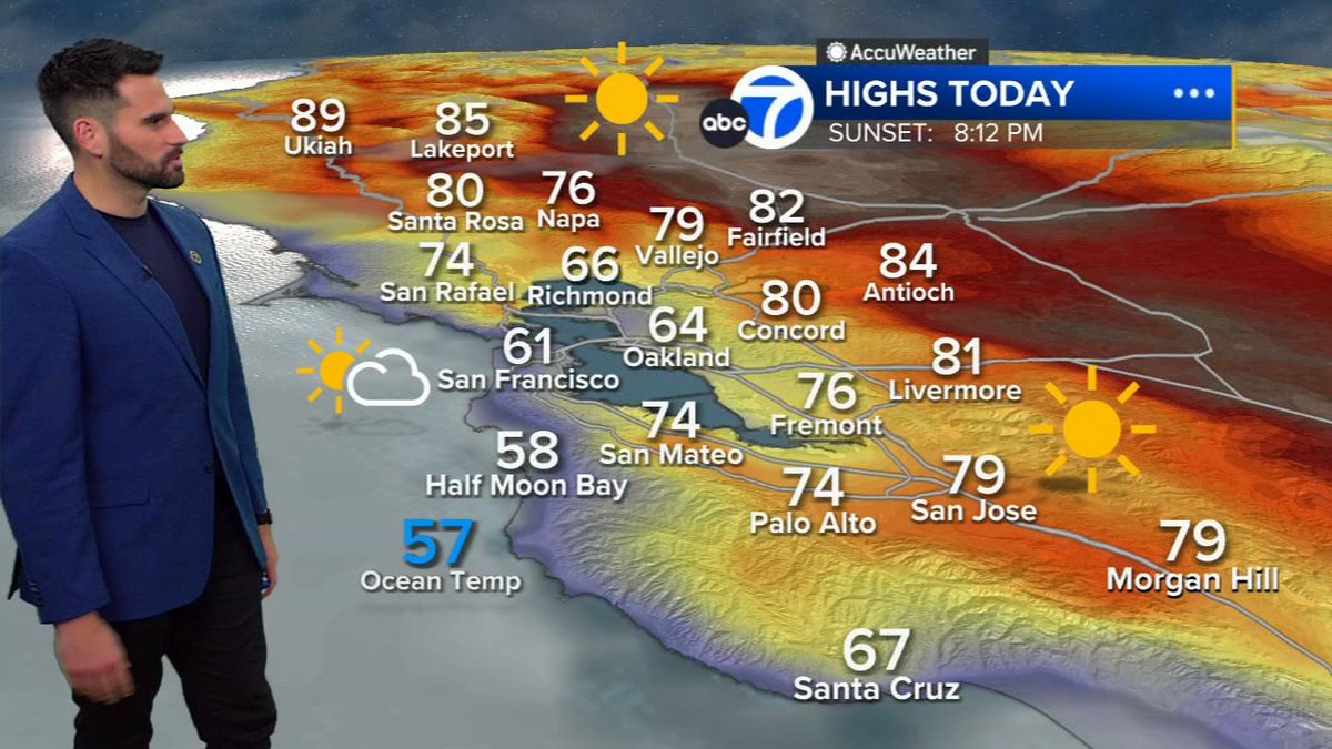May gray continues as the coast remains quite cool and inland temperatures remain warm with highs ranging from the upper 50s to the lower 80s. Meteorologist @DrewTumaABC7 has your latest forecast here: abc7ne.ws/3mHjHkM
