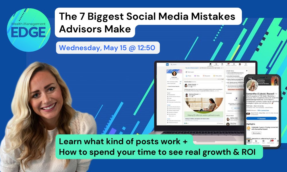 First time back on an in-person stage tomorrow in over a year If you are at @wealth_mgmt #WMEdge - come join over lunch and learn what the 7 Biggest Social Media Mistakes people make I have 30+ examples to show + How to spend your time to see real growth & ROI @Wealth__Edge