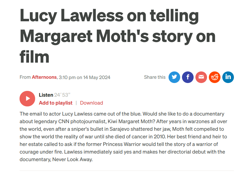 Lucy Lawless on telling Margaret Moth's story on film - Radio interview with @RealLucyLawless via RNZ #NeverLookAway #LucyLawless #MargaretMoth

rnz.co.nz/national/progr…