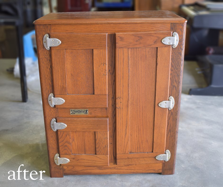 A nice refresh for this vintage icebox and it is ready to keep all the sodas and water nice and cool!

#mumfordrestoration #vintageicebox #vintagerestoration #restoration #artofrestoration #woodrestoration #familybusiness