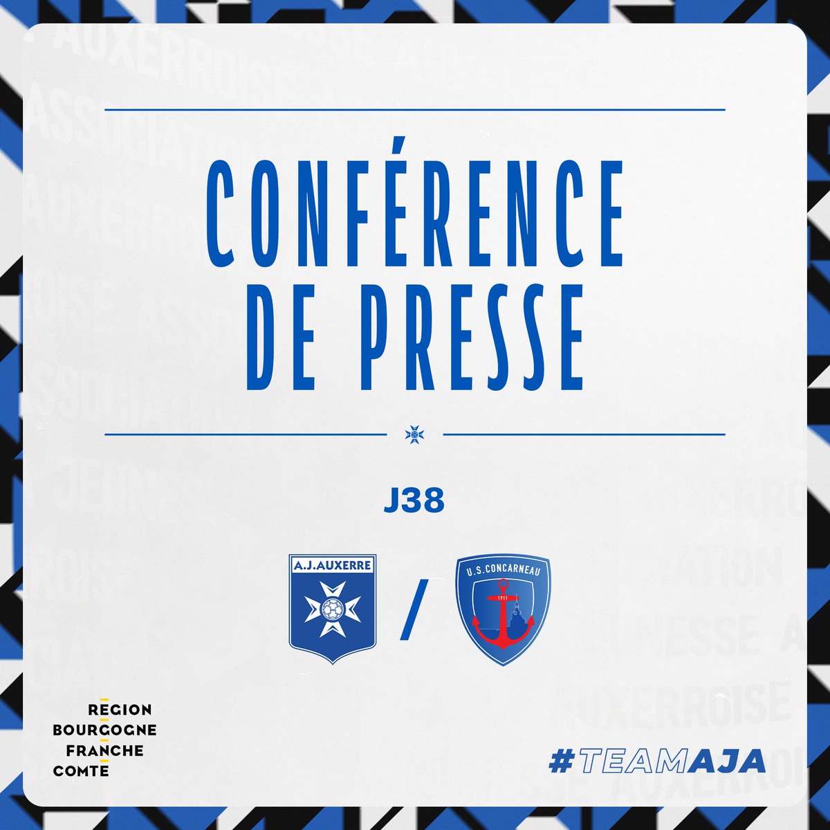 🎥 𝐉𝐨𝐮𝐫 𝐝𝐞 𝐜𝐨𝐧𝐟' 🎙️

La dernière conférence de presse de la saison, avant #AJAUSC, aura lieu ce jeudi à 15h45 avec Christophe Pélissier et Gauthier Hein.

Elle sera à suivre en live-tweet et à revoir sur YouTube.

#TeamAJA