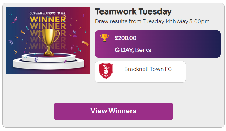 The final #TeamworkTuesday competition of the season at #1000GBP has resulted in a new winner - congratulations @BracknellTownFC! 🏆🏆🏆 And of course, as ever, well done to our runners up today too - @RoystonTownFC @tadleycallevafc @NorthwoodFC!