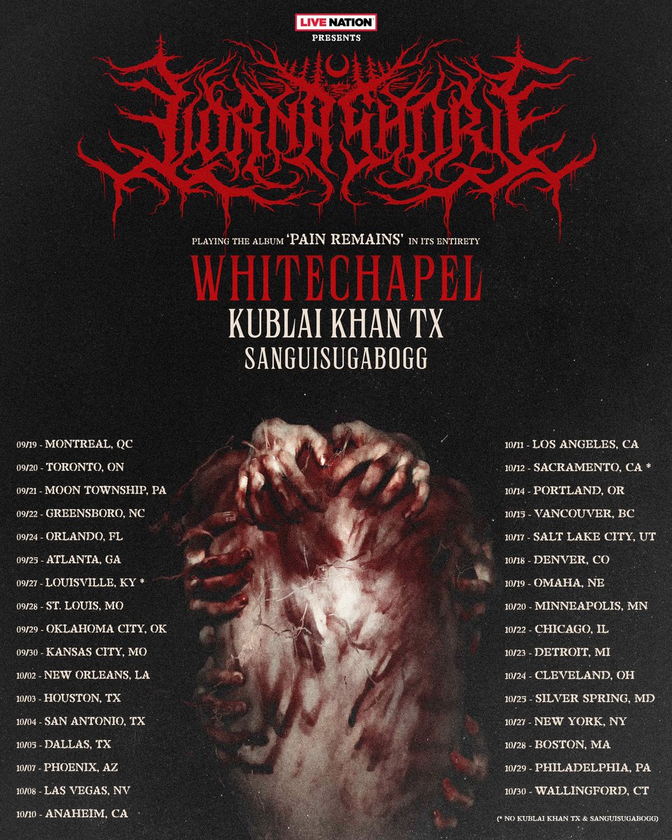 Lorna Shore have announced a North American headlining tour playing Pain Remains in its entirety with support from Whitechapel, Kublai Khan TX, and Sanguisugabogg!