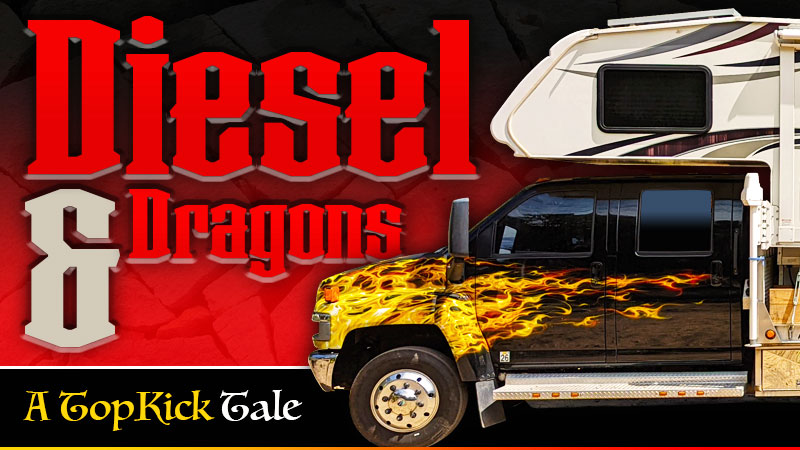 TruckCamperMag's tweet photo. Dennis Grazian wasn’t sure about the flame job and dragons on the used @GMC #TopKick on #Craigslist. He bought it anyway.
Then, when a @lancecampers 1172 showed up for sale, they looked like they were meant for each other.
https://t.co/wGesSLVkQD https://t.co/Gnc7RkHjwn