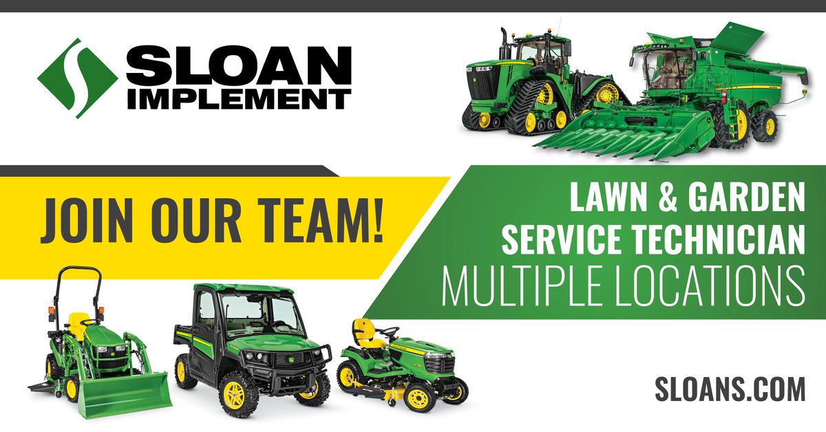 Calling all Lawn & Garden Technicians! We positions open at these locations: • Carlinville, IL • Monroe, WI • Mt. Horeb, WI • Petersburg, IL Think you might be perfect for the job? Fill out an application on our website at bit.ly/3QFpF0X!