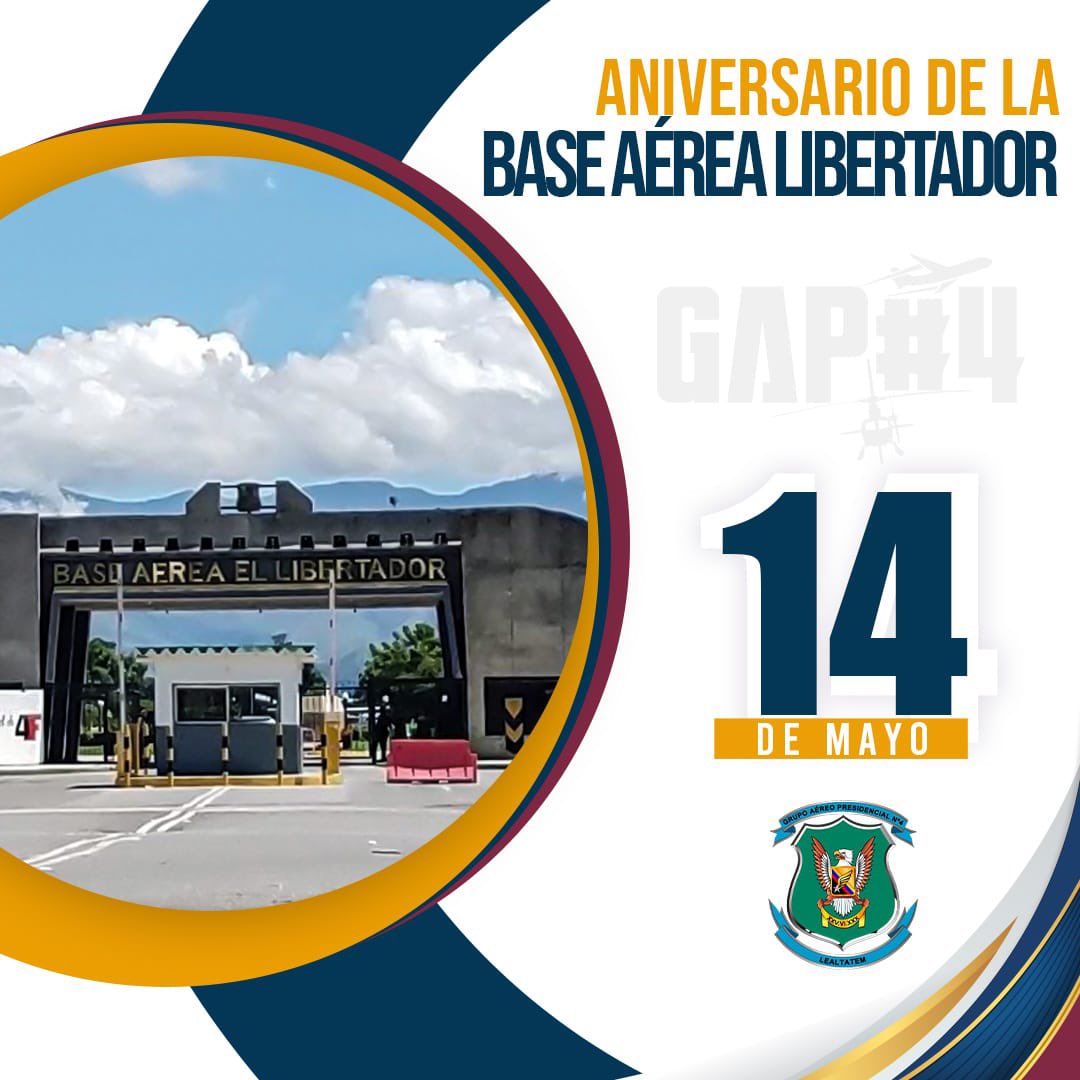 #Efemérides || Desde el #GAP4 extendemos nuestras felicitaciones a los hombres y mujeres de la Base Aérea Libertador, continuemos juntos garantizando la soberanía y defensa de nuestra nación.