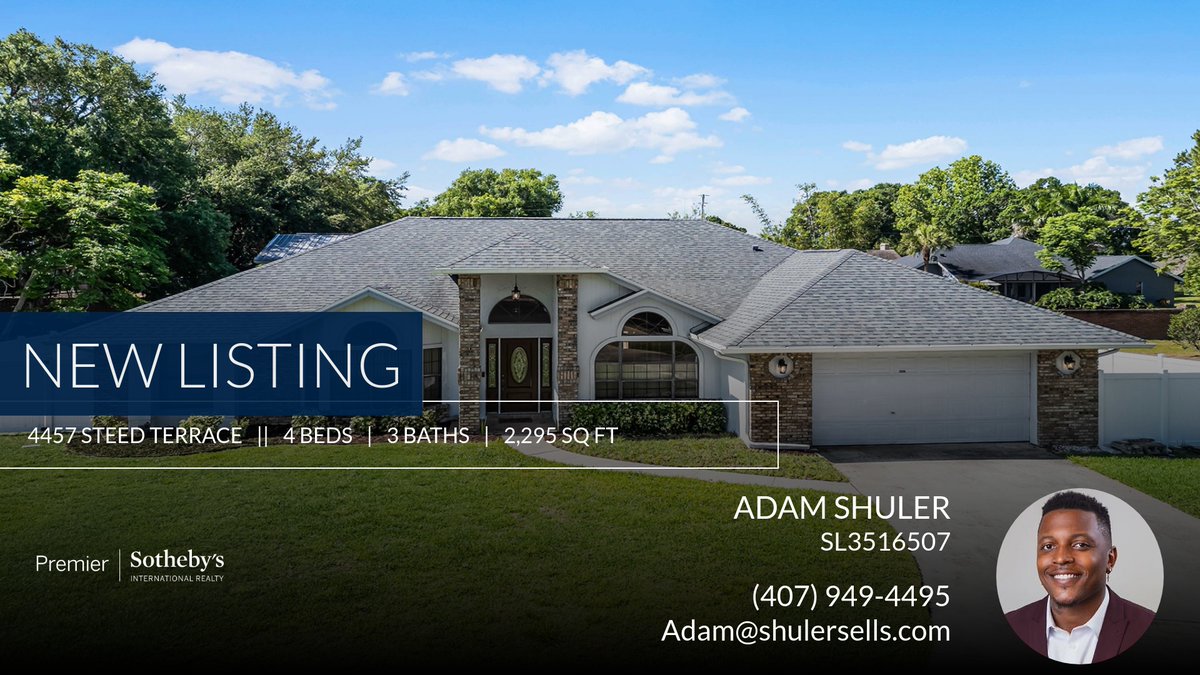 Your home search ends here 🔍! Check out this new 4 bedroom, 3 bathroom listing and give me a call at (407) 949-4495 or send it to anyone you know who might be interested! homeforsale.at/4457_STEED_TER…