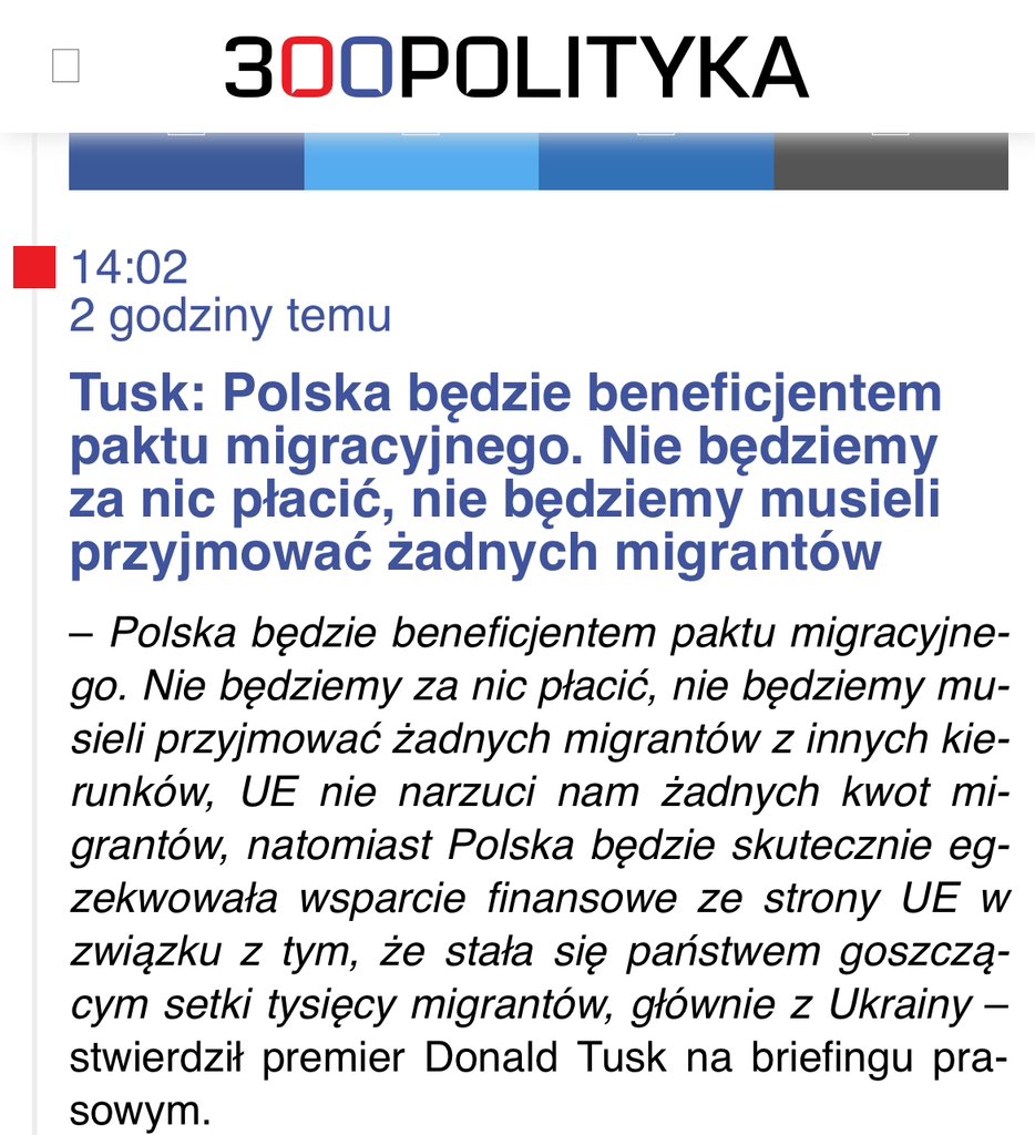 Czy przy polskim premierze jest lekarz? @donaldtusk twierdzi, że Polska będzie beneficjentem pakietu migracyjnego. Nikt o zdrowych zmysłach nie mógłby tak powiedzieć.