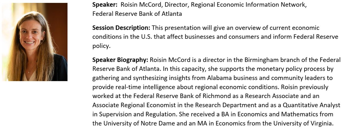 AlabamaAFP's tweet image. 📢 Join us for an Alabama AFP event!

📅 DATE: May 16, 2024 🕰️ TIME: 11:30 a.m. - 1:00 p.m. CT 📍 LOCATION: Vulcan Park, Birmingham, AL

Guest speaker: Roisin McCord, Federal Reserve Bank of Atlanta.
🍽️ Lunch provided. 
Register: alabamaafp.org/page-18269

#Networking #AlabamaAFP