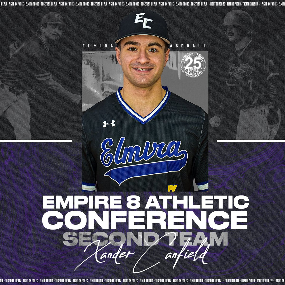 ECSoaringEagles's tweet photo. @ElmiraCollege @Empire8 @WETM18News @WENYTV @d3baseball Canfield earned second-team accolades after being utilized as a two-way player for the Soaring Eagles in his first season. He appeared in 32 contests as he batted .342 with 27 hits, 17 RBIs, 16 runs scored, and 20 walks. On the mound, he notched 17 strikeouts through 24 innings. https://t.co/0btFLtlBN0