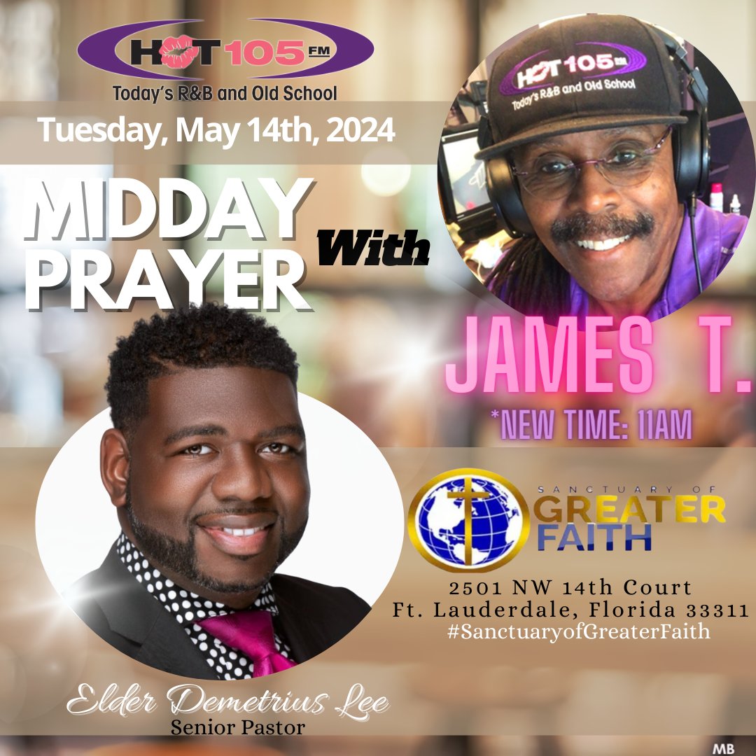 🙏🏽The Effectual Fervent PRAYER of a Righteous Man Availed Much....

It's Praying Time with Special Guest: Elder Demetrius Lee

#effectualferventprayer #prayingtime #Pastor #Hot105FM