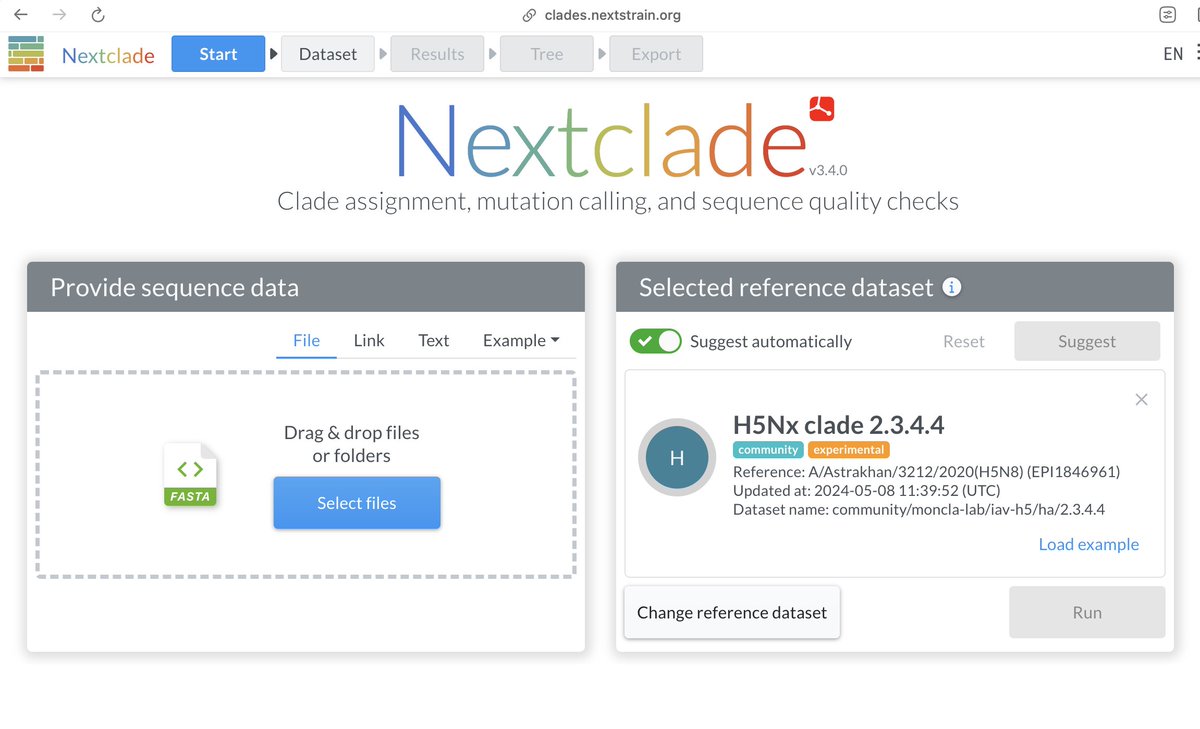 New tool announcement! Thanks to a lot of work from Jordan Ort (an awesome student in the lab), with help from @richardneher, Todd Davis, Tommy Lam, and Sam Shepard, the H5s are now on Nextclade! clades.nextstrain.org A thread below: