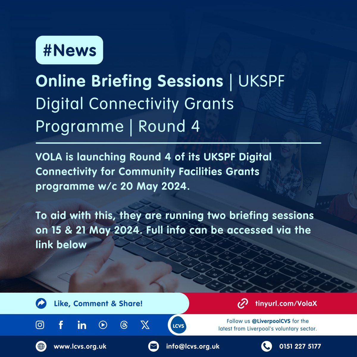 📰#News | @VOLA_Consortium is hosting briefings to inform VCFSE sector orgs about Round 4 of the UKSPF Digital Connectivity Grants Programme ➡️Session 1: May 15 ➡️Session 2: May 21 🔴We recommend that you attend both sessions ⬇️BOOK NOW⬇️ 🔗tinyurl.com/VolaX @SoniaBassey1