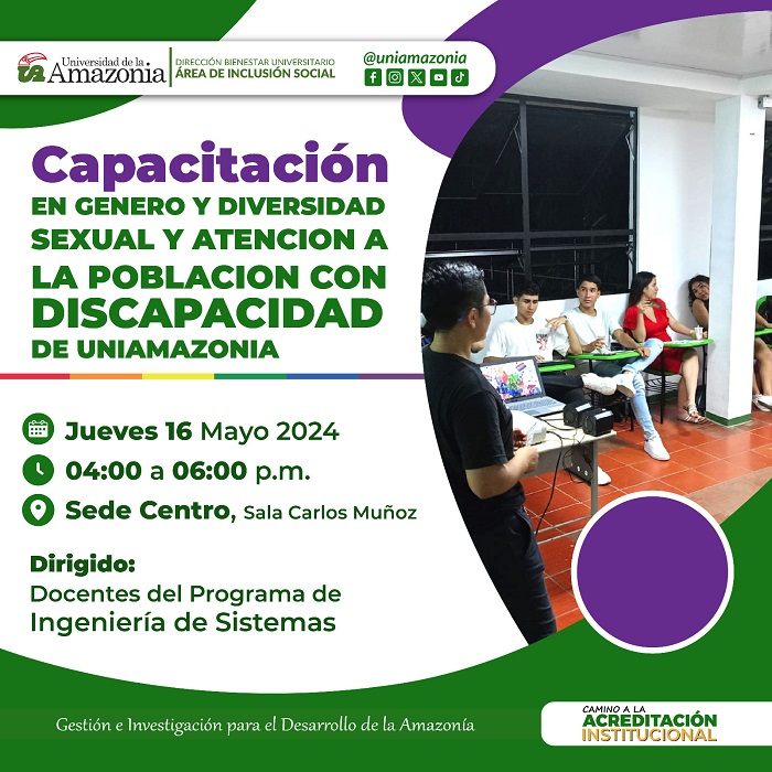 Desde la Dirección de Bienestar Universitario, el área de inclusión. #GestiónEInvestigaciónParaElDesarrolloDeLaAmazonía