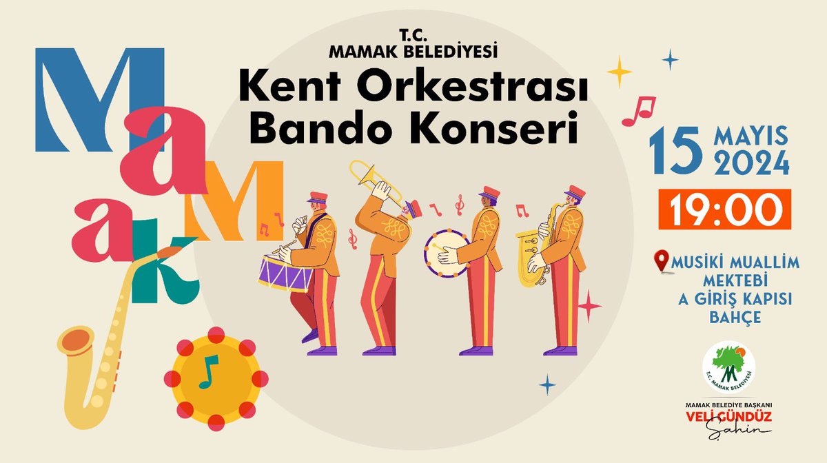 Musiki Muallim Mektebi’nde düzenlenecek Kent Orkestrası Bando Konserinde buluşalım.