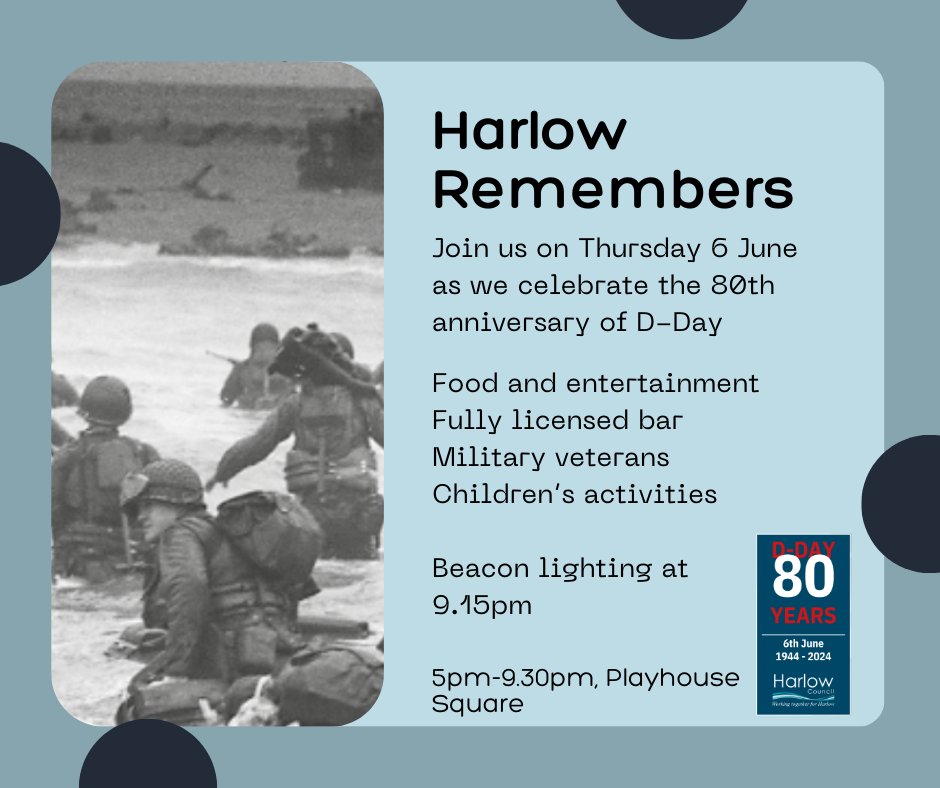 We're getting ready to mark the 80th anniversary of D-Day with a special event in Playhouse Square on Thursday 6 June. Join us for food, entertainment and activities from 5pm before a special beacon lighting ceremony at 9.15pm More details to follow so watch this space 👀