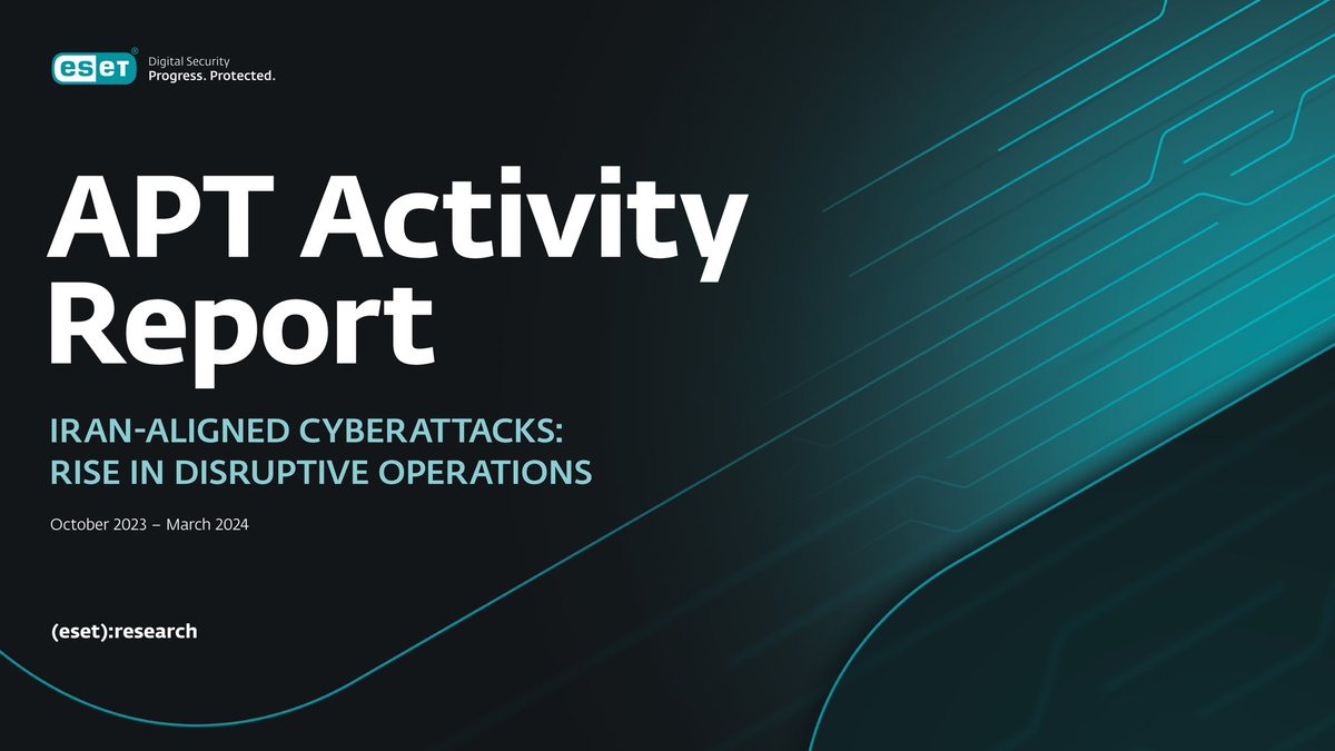 #ESETresearch has released its latest APT Activity Report covering October 2023 to March 2024 (Q4 2023 - Q1 2024). During this period, we observed a sharp increase in activity of 🇮🇷 Iran-aligned threat groups, which shifted their focus to more disruptive operations. 1/2