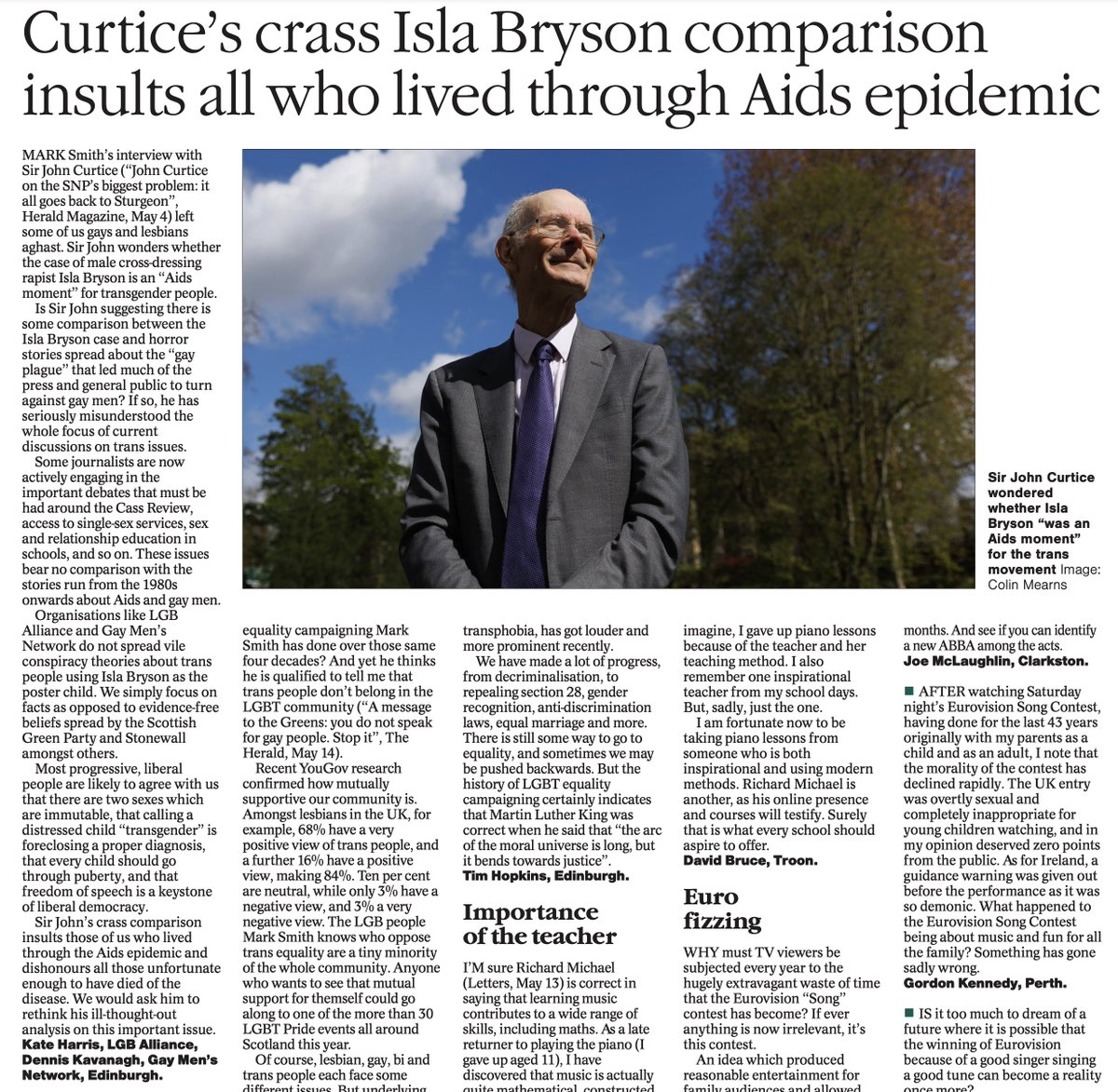 Read our letter with @MensNetwork1 in today's Herald responding to John Curtice's dreadful, offensive comparison between the case of Isla Bryson and homophobic stigmatisation of gay men during the AIDS crisis. heraldscotland.com/opinion/243175…