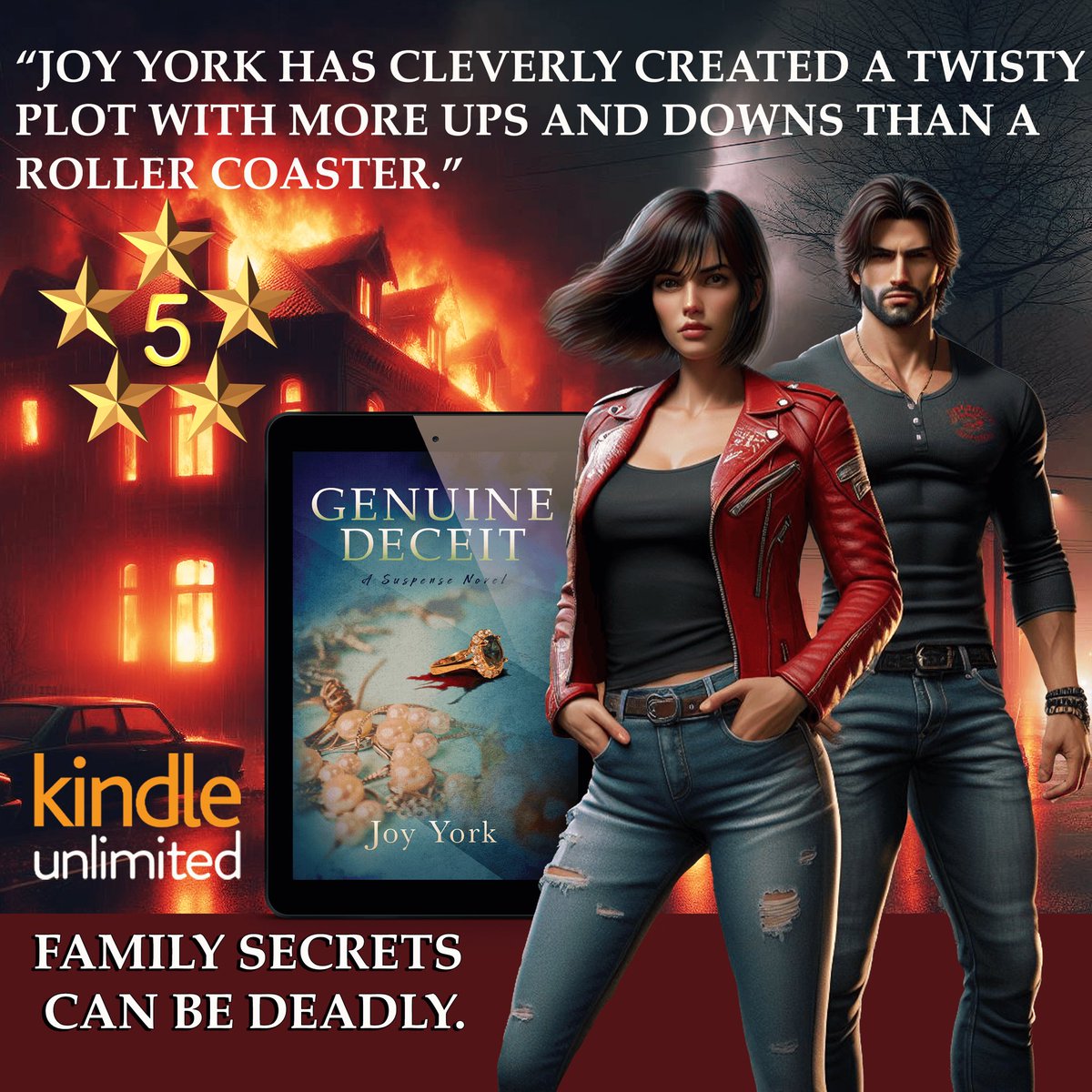 GENUINE DECEIT by Joy York Amazon Review: ⭐️⭐️⭐️⭐️⭐️ “It’s a real page-turner with a superb finale.” When a young woman finds herself unknowingly accountable for the past sins of her family, she must unravel their secrets and lies to stay alive. #thriller #mystery #CrimeFiction…