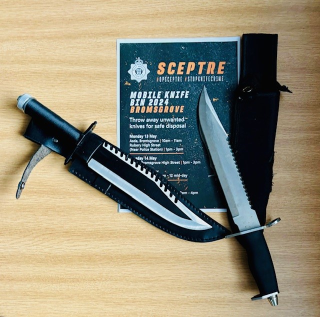 #OpSceptre | Two weapons handed in at Rubery Police Station on Monday. These knives are now out of circulation and out of the wrong hands. #STOPKNIFECRIME