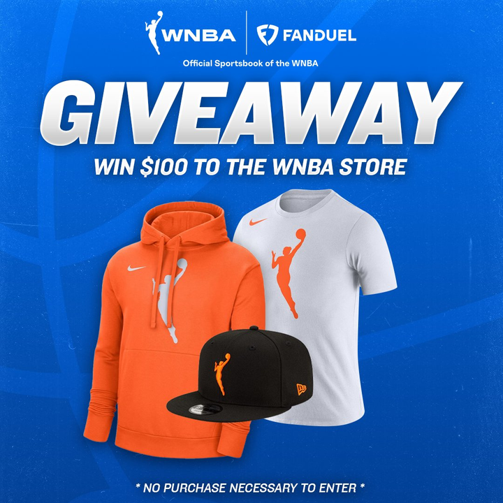 🚨 GIVEAWAY 🚨 To celebrate #WNBATipOff, we've teamed up with the @WNBA to give away 𝗙𝗜𝗩𝗘 $100 WNBA giftcards! For a chance to win: 1️⃣ Repost 2️⃣ Follow @FDSportsbook & @WNBA Winners will be randomly selected on 5/21 Rules: linktr.ee/fanduel