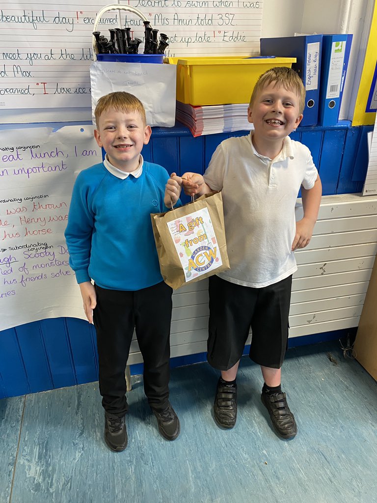 A huge thank you to ACW garden centre for the bag of seeds they generously gave us for winning their school garden competition. Our gardener and gardening club are delighted. @HighCragsPLA