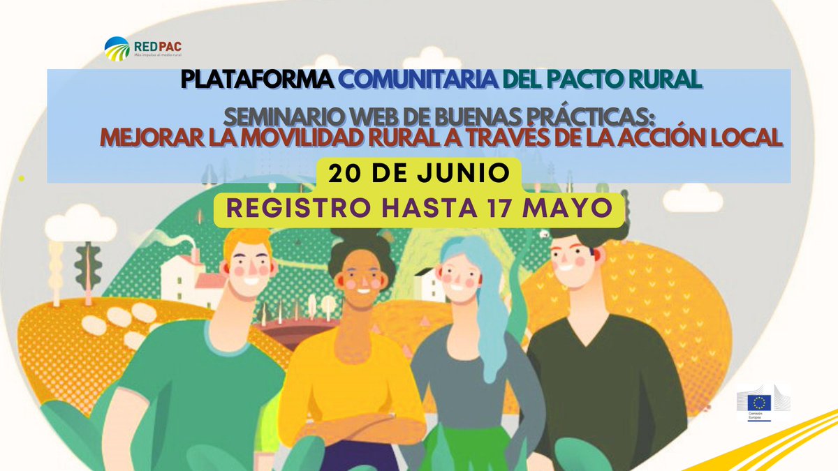 redPAC_'s tweet photo. 💢ÚLTIMA LLAMADA💢
👩‍🏫Seminario de Buenas Prácticas de @EURuralPact: "Mejorando la movilidad rural a través de la acción local"
🫂Para conocer proyectos impulsados a nivel #Local para la conexión de sus #Territorios
📆20/06 - 09:00-13:00 H.
✍️HASTA 17/05: https://t.co/WmkxIBYSOm https://t.co/uqtisYIQDn