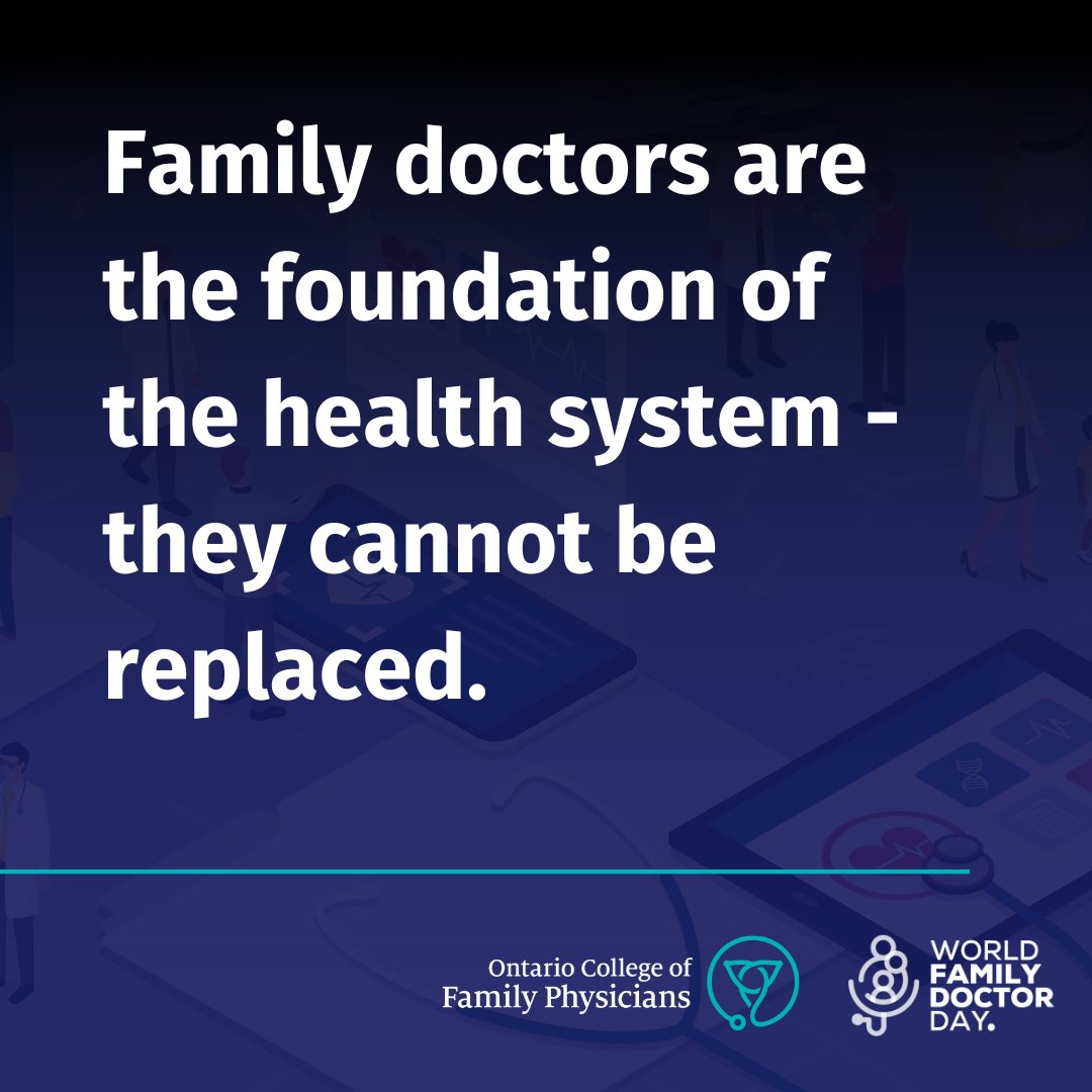 The care family doctors provide is essential. Family doctors know their patients and their health histories. They help patients navigate their care through every step and every stage of life.  Family doctors are not a luxury – they are a necessity. #WorldFamilyDoctorDay